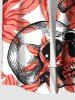 Halloween Skulls Flowers Print Plus Size Matching Outfit For Couples - Rouge 