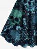Halloween Skulls Print Plus Size Matching Outfit For Couples - Noir 