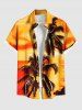 Matching Hawaii Shirt and Romper Plus Size Beach Outfit Coconut Tree Ombre Printed for Couples -  