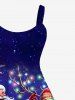 Plus Size Christmas Tree Light Hat Elk Santa Claus Glitter Galaxy Print A Line Tank Dress -  
