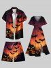Short de plage grande taille pour homme, imprimé citrouille, chauve-souris et lune, pour Halloween - Orange Foncé M