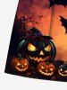 Short de plage grande taille pour homme, imprimé citrouille, chauve-souris et lune, pour Halloween - Orange Foncé M