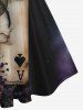 Plus Size Halloween Skulls Flowers Spider Poker Print 1950s Vintage Dress -  