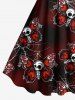 Plus Size Halloween Skull Butterfly Spider Web Print Tank Dress -  