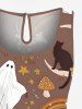 Combinaison cintrée grande taille pour Halloween, motif citrouille, fantôme, crâne, fleurs, champignons - Brun Légère XXS