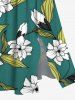 Robe mi-longue hawaïenne fendue à imprimé fleurs et feuilles grande taille - Vert L