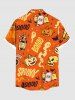 Plus Size Halloween Pumpkin Ghost Skull Bottles Print Buttons Pocket Shirt For Men -  