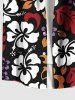 Chemise hawaïenne grande taille à imprimé feuilles tropicales et fleurs d'hibiscus, avec poches et boutons, pour homme - Noir 4XL