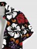 Chemise hawaïenne grande taille à imprimé feuilles tropicales et fleurs d'hibiscus, avec poches et boutons, pour homme - Noir 4XL