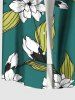 Plus Size Flowers Leaf Print Buttons Pocket Hawaii Shirt For Men -  