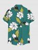 Plus Size Flowers Leaf Print Buttons Pocket Hawaii Shirt For Men -  