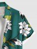 Plus Size Flowers Leaf Print Buttons Pocket Hawaii Shirt For Men -  