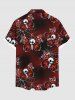 Plus Size Halloween Skull Butterfly Spider Web Print Buttons Pocket Shirt For Men -  