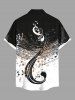 Plus Size Musical Notes Colorblock Print Buttons Pocket Hawaii Shirt For Men -  