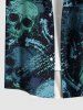 Plus Size Halloween Skulls Print Buttons Pocket Shirt For Men -  
