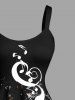 Plus Size Musical Notes Colorblock Print Hawaii Tank Dress -  