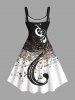 Plus Size Musical Notes Colorblock Print Hawaii Tank Dress -  