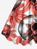 Robe débardeur grande taille à imprimé tête de mort et fleurs pour Halloween - Rouge 4X