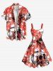 Plus Size Halloween Skulls Flowers Print Tank Dress -  