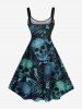 Plus Size Halloween Skulls Print Tank Dress -  