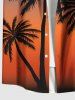 Plus Size Coconut Tree Ombre Colorblock Print Buttons Pocket Hawaii Shirt For Men -  