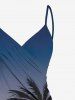 Plus Size Coconut Tree Ombre Colorblock Print Convertible Hawaii Beach Cover -  