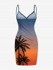 Plus Size Coconut Tree Ombre Colorblock Print Convertible Hawaii Beach Cover -  