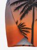 Plus Size Coconut Tree Ombre Colorblock Print Convertible Hawaii Beach Cover -  