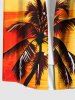 Plus Size Coconut Tree Ombre Print Buttons Pocket Hawaii Shirt For Men -  
