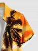 Plus Size Coconut Tree Ombre Print Buttons Pocket Hawaii Shirt For Men -  