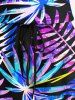Plus Size Colorful Tropical Leaf Print Cinched Hawaii Romper -  