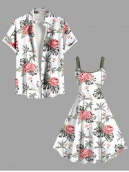 Coconut Tree Flowers Tropical Leaf Parrot Print Plus Size Matching Hawaii Beach Outfit For Couples -  