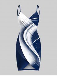 Plus Size Curve Ombre Light Beam Print Hawaii Convertible Beach Cover Up -  