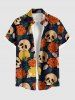 Maillot de bain imprimé tête de mort, fleurs et lune, tenue de plage hawaïenne assortie pour couples - Noir 