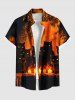 Halloween Cat Candle Tree Print Plus Size Matching Outfit For Couples -  