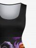 Halloween Pumpkin Wizard Ombre Smoke Print Plus Size Matching Outfit For Couples -  