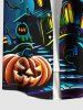Halloween Pumpkin Moon Bat Castle Print Plus Size Matching Outfit For Couples -  