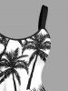 Coconut Tree Tropical Leaf Ombre Colorblock Print Plus Size Matching Hawaii Beach Outfit For Couples -  
