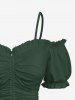 Hibiscus Flowers Leaf Print Hawaii Plus Size Matching Set -  