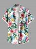 Ensemble chemise et barboteuse hawaïennes assorties, grande taille, tenue de plage, imprimé feuilles tropicales et hibiscus, pour couples - Blanc 