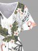Coconut Tree Flower Leaf Flamingo Print Plus Size Matching Hawaii Beach Outfit For Couples -  