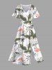 Coconut Tree Flower Leaf Flamingo Print Plus Size Matching Hawaii Beach Outfit For Couples -  