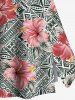 Tenue de plage hawaïenne assortie grande taille à imprimé feuilles et fleurs d'hibiscus pour couples - Noir 