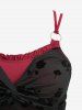 Robe mouchoir gothique grande taille à lacets et bretelles croisées avec flocage de fleurs - Rouge foncé 2X | US 18-20