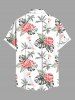 Chemise hawaïenne grande taille à imprimé cocotiers, feuilles tropicales, perroquets, boutons et poches pour homme - Blanc M