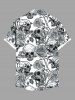 Plus Size Halloween Skull Rose Flowers Print Buttons Pocket Shirt For Men -  