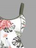 Plus Size Coconut Tree Flowers Tropical Leaf Parrot Print Hawaii Tank Dress -  
