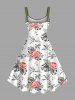 Plus Size Coconut Tree Flowers Tropical Leaf Parrot Print Hawaii Tank Dress -  
