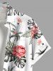 Plus Size Coconut Tree Flower Leaf Flamingo Print Buttons Pocket Hawaii Shirt For Men -  