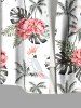 Plus Size Coconut Tree Flower Leaf Flamingo Print Buttons Pocket Hawaii Shirt For Men -  